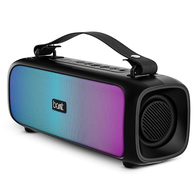 boAt Stone 580 Bluetooth Speaker with 12W RMS Stereo Sound, LED Lights, Up to 8 HRS Playtime, TWS Feature, FM Radio, Multi-Compatibility Mode, IPX4(Midnight Black)